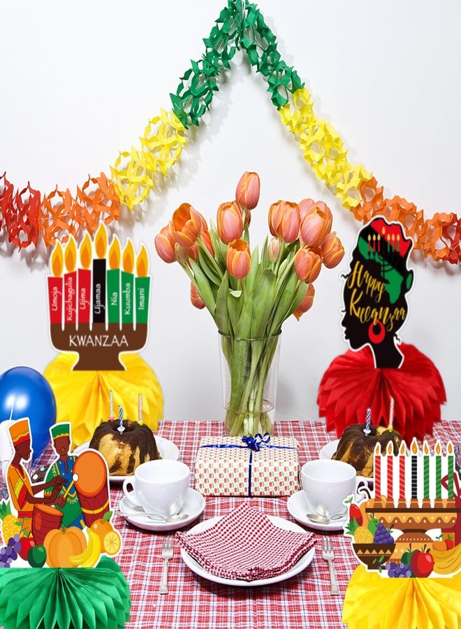 FSHANEE Kwanzaa Honeycomb Centerpiece Decoration Table Toppers African Heritage Holiday Party Kwanzaa Party Honeycomb Toppers Party Supplies Favors Honeycomb Table Centerpieces - 6 Counts - Image 4